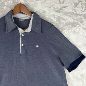 Lacoste Polo Shirt Mens Size 6 Blue Short‎ Sleeve Casual Striped Collar